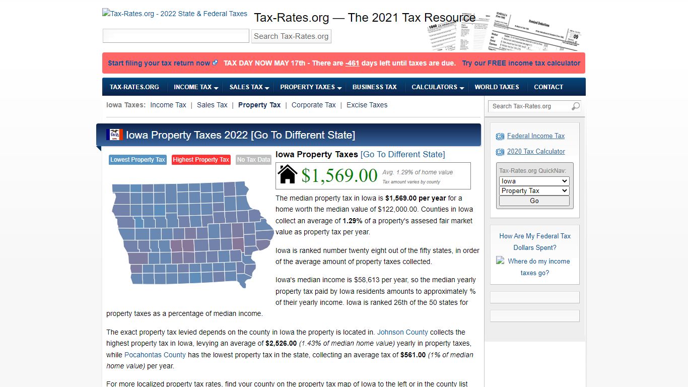 Iowa Property Taxes By County - 2022 - Tax-Rates.org